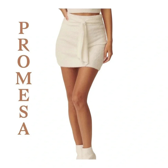 PROMESA Easy Street Fuzzy Knit Waist-Tie
Mini Skirt in a Cream color size M - Picture 5 of 16